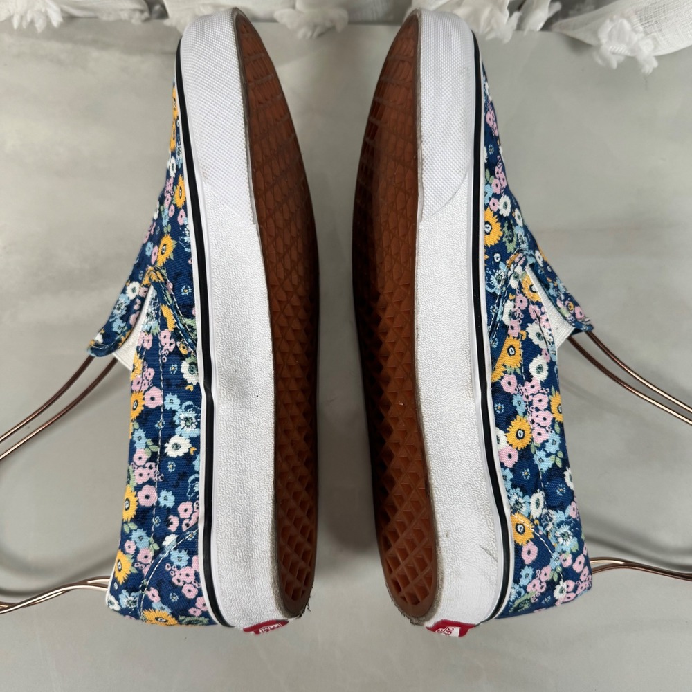 Vans Blue Floral Slip On Skate Shoes Sneakers Canvas Cottagecore Men 6 Women 7.5 - Picture 5 of 10